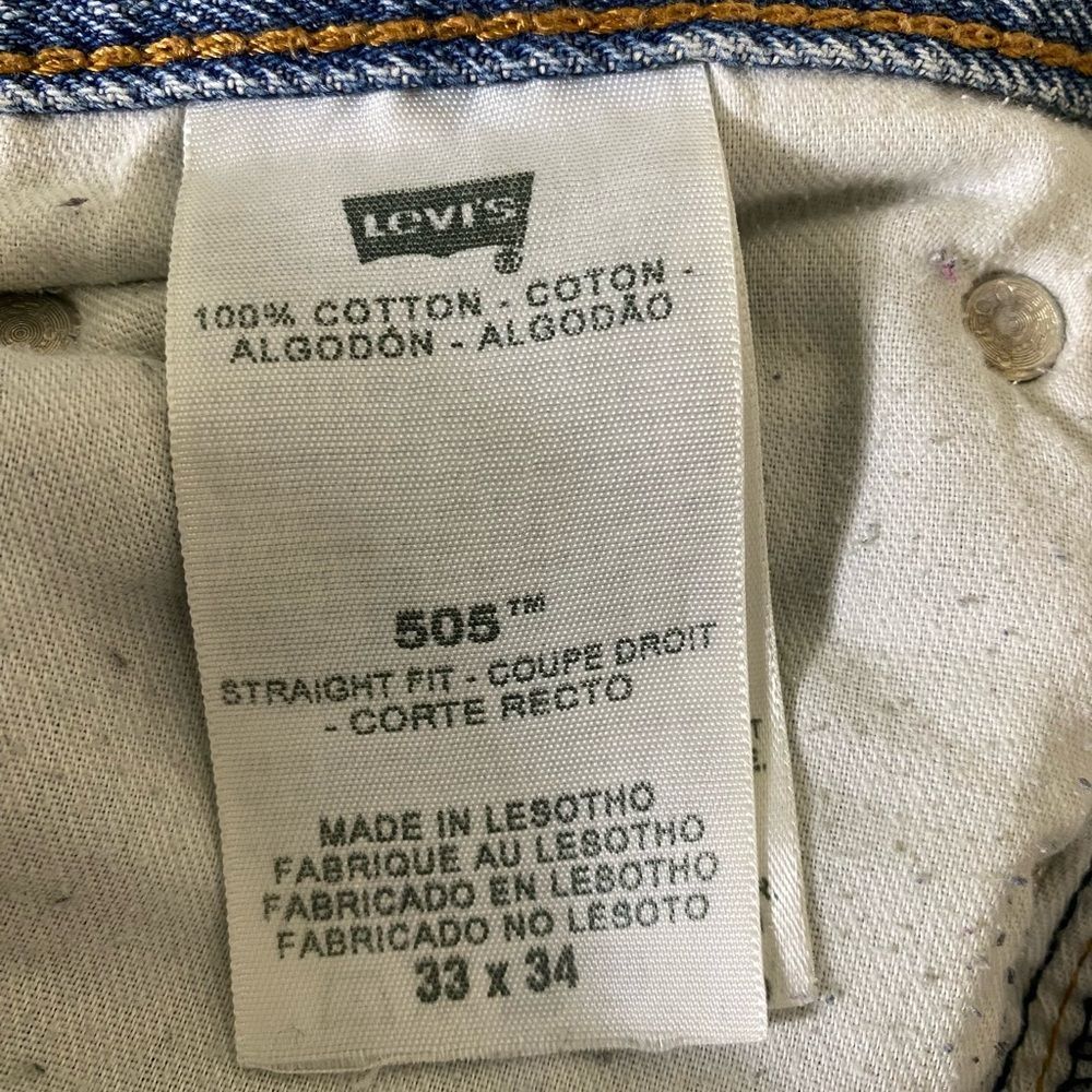 Levi's 505 Light Blue Straight Leg Jeans with Distressed Details - Picture 7 of 10